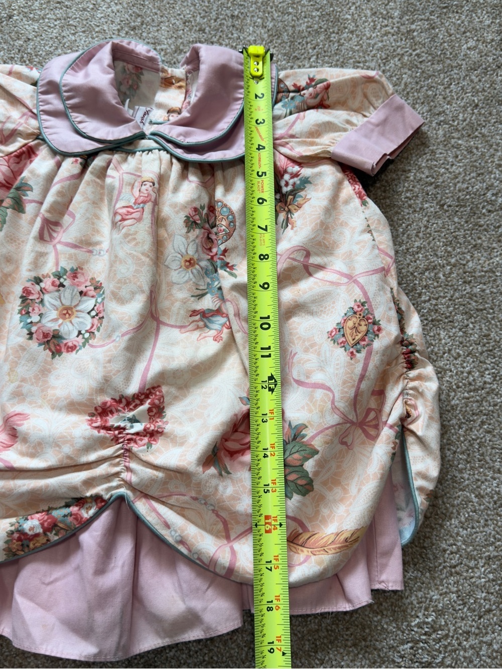 Vintage Sarah Kent 2T Pink Cherub Floral Peter Pan Collar Bubble Dress USA - Picture 10 of 13